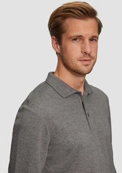 s.Oliver Langarmshirt Poloshirt Slim Fit Grau