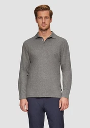 s.Oliver Langarmshirt Poloshirt Slim Fit Grau