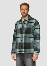 Allwetterjacke Kariertes Overshirt mit Brusttasche und Innenfutter Zierknopf