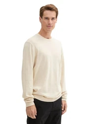 TOM TAILOR Strickpullover mit recyceltem Kaschmir Weiß/Beige/Khaki/Creme/Grün