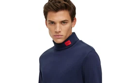 HUGO T-Shirt Herren Longsleeve Style DEROLLO224 Dunkelblau/Blau