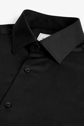Next Langarmhemd Pflegeleichtes Slim Fit Hemd mit Struktur Schwarz