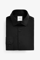 Next Langarmhemd Pflegeleichtes Slim Fit Hemd mit Struktur Schwarz