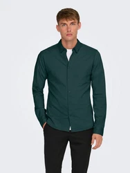 ONLY & SONS Langarmhemd ONSROBIN B/U LS Stretch Shirt NOOS Dunkelgrün/Grün