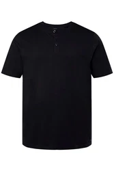 JP1880 T-Shirt Henley Basic Knopfleiste Schwarz/Dunkelblau
