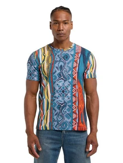 CARLO COLUCCI T-Shirt Dini Schwarz/Mischfarben/Blau/Orange/Braun