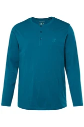 JP1880 Henley Basic Shirt Langarm Knopfleiste Türkis/Blau/Hellblau