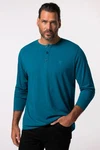 JP1880 Henley Basic Shirt Langarm Knopfleiste Türkis/Blau/Hellblau