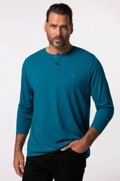 T-Shirt JP 1880 Henley Basic Shirt Langarm Knopfleiste