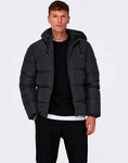 ONLY & SONS Steppjacke ONSMARLON LIFE HOOD PUFFER JACKET Schwarz/Dunkelblau