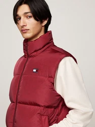 Tommy Jeans Steppweste TJM ALASKA VEST Abnehmbare Kapuze Dunkelrot/Rot/Bordeaux