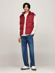 Tommy Jeans Steppweste TJM ALASKA VEST Abnehmbare Kapuze Dunkelrot/Rot/Bordeaux