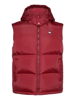 Tommy Jeans Steppweste TJM ALASKA VEST Abnehmbare Kapuze Dunkelrot/Rot/Bordeaux