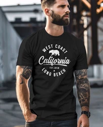 Neverless Print-Shirt Herren T-Shirt Print California Long Beach Beige/Schwarz/Braun/Dunkelgrün