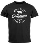 Neverless Print-Shirt Herren T-Shirt Print California Long Beach Beige/Schwarz/Braun/Dunkelgrün