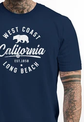 Neverless Print-Shirt Herren T-Shirt Print California Long Beach Dunkelblau