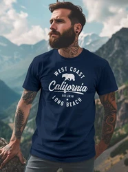 Neverless Print-Shirt Herren T-Shirt Print California Long Beach Dunkelblau