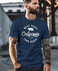Neverless Print-Shirt Herren T-Shirt Print California Long Beach Dunkelblau