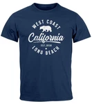 Neverless Print-Shirt Herren T-Shirt Print California Long Beach Dunkelblau