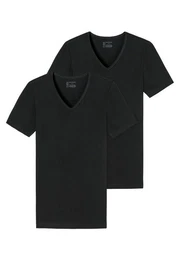 Unterhemd 2er-Pack - 95/5 - Organic Cotton (Spar-Set, 2-St) Unterhemd / Shirt Kurzarm - Baumwolle - Tiefer V-Aussschnitt