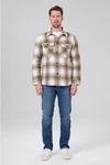 Miracle of Denim Kurzarmhemd Men Flanell Shirt Beige/Braun/Creme