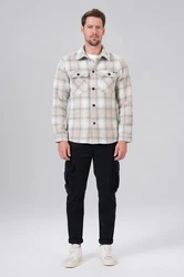 Miracle of Denim Kurzarmhemd Men Flanell Shirt Weiß/Creme/Grau/Beige