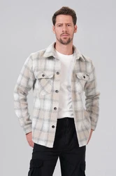 Miracle of Denim Kurzarmhemd Men Flanell Shirt Weiß/Creme/Grau/Beige