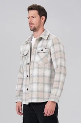 Miracle of Denim Kurzarmhemd Men Flanell Shirt Weiß/Creme/Grau/Beige
