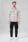 Miracle of Denim Kurzarmhemd Men Flanell Shirt Weiß/Creme/Grau/Beige