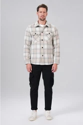 Miracle of Denim Kurzarmhemd Men Flanell Shirt Weiß/Creme/Grau/Beige