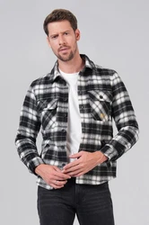 Miracle of Denim Hemdjacke Men Shirt Creme/Weiß/Schwarz