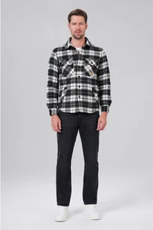Miracle of Denim Hemdjacke Men Shirt Creme/Weiß/Schwarz
