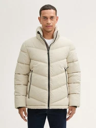TOM TAILOR Winterjacke Pufferjacke mit Kapuze Innentasche hellbeige