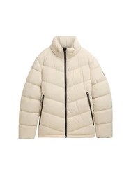 TOM TAILOR Winterjacke Pufferjacke mit Kapuze Innentasche hellbeige