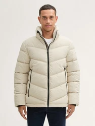 TOM TAILOR Winterjacke Pufferjacke mit Kapuze Innentasche hellbeige