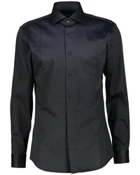 BOSS Langarmhemd Smokinghemd HANK Slim Fit Dunkelblau/Grau/Schwarz/Dunkelgrau