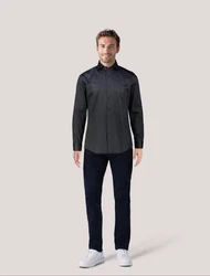 BOSS Langarmhemd Smokinghemd HANK Slim Fit Dunkelblau/Grau/Schwarz/Dunkelgrau