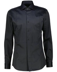 BOSS Langarmhemd Smokinghemd HANK Slim Fit Dunkelblau/Grau/Schwarz/Dunkelgrau