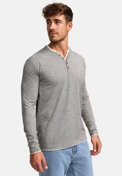Indicode Langarmshirt INColeson Grau/Hellgrau