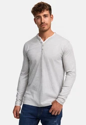 Indicode Langarmshirt INColeson Grau/Hellgrau