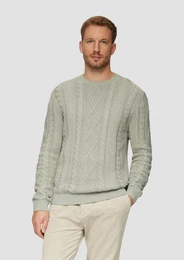 Strickpullover Strickpullover mit Zopfmuster Rippblende