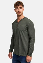 Indicode Langarmshirt INKilsone Dunkelgrün/Khaki