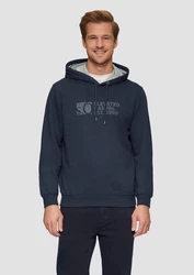 s.Oliver Kapuzensweatshirt mit Front-Print Logo Dunkelblau/Blau/Grau