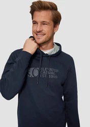 s.Oliver Kapuzensweatshirt mit Front-Print Logo Dunkelblau/Blau/Grau