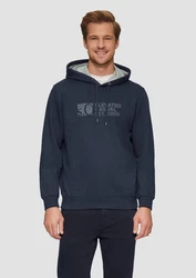 s.Oliver Kapuzensweatshirt mit Front-Print Logo Dunkelblau/Blau/Grau