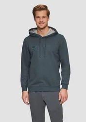 s.Oliver Kapuzensweatshirt mit Front-Print Logo Dunkelblau/Grau/Türkis/Grün