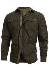 Indicode Langarmhemd INLui Dunkelgrün/Khaki