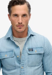 Superdry Langarmhemd Embroidered Workwear Shirt blau