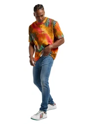 CARLO COLUCCI T-Shirt D'Inezo Orange/Schwarz/Hellblau