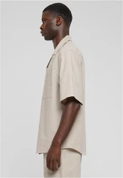 URBAN CLASSICS Langarmhemd Relaxed Short Sleeve Shirt Beige/Khaki